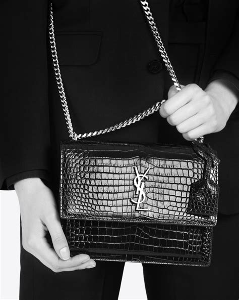 ysl sunset studded bag|ysl sunset bag crocodile.